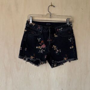 DRIFTWOOD Dark Denim Floral Embroidered Shorts